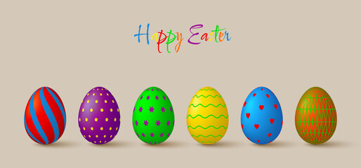 Easter eggs set. Collection of 3d cute decorative design elements.