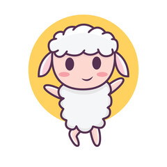 Cute sheep cartoon vector icon illustration logo mascot hand drawn concept trandy cartoon