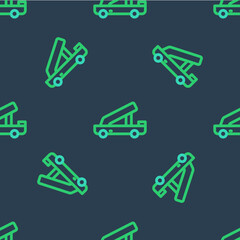 Line Passenger ladder for plane boarding icon isolated seamless pattern on blue background. Airport stair travel. Vector