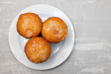 typical portuguese dessert bolo de arroz on plate