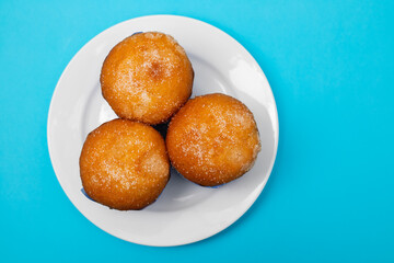 typical portuguese dessert bolo de arroz on plate