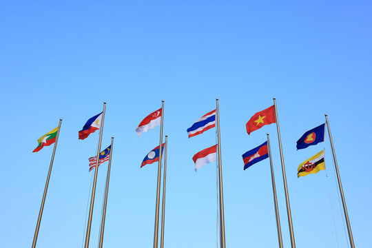 Variety flag of each country in Asean, AEC Asean Economic Community flags