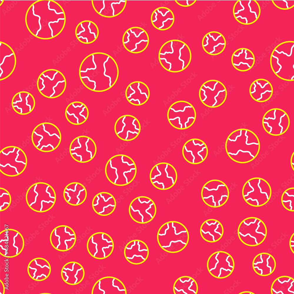 Poster line worldwide icon isolated seamless pattern on red background. pin on globe. vector