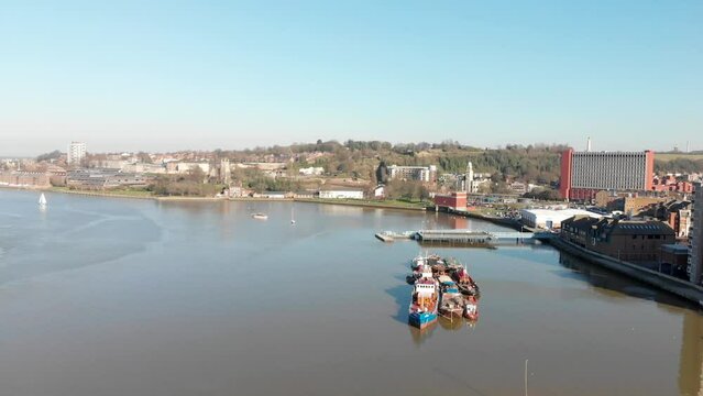 Drone over Medway river