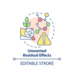 Unwanted residual effects concept icon. Genetically modified plant. Gmo disadvantages abstract idea thin line illustration. Isolated outline drawing. Editable stroke. Arial, Myriad Pro-Bold fonts used