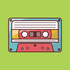 Cute cassete cartoon vector icon illustration logo mascot hand drawn concept trandy cartoon