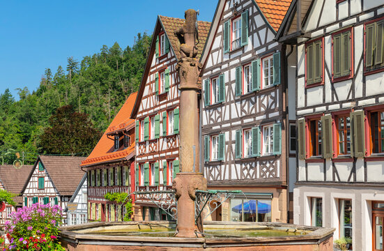 Market place of Schiltach, Kinzigtal Valley, Black Forest, Baden-Wurttemberg, Germany