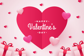 Happy valentine's day banner and background with romantic valentine decorations