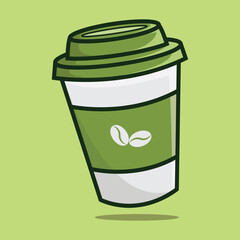 Cute cup of coffee cartoon vector icon illustration logo mascot hand drawn concept trandy cartoon