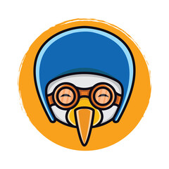 Cute bird head cartoon vector icon illustration logo mascot hand drawn concept trandy cartoon