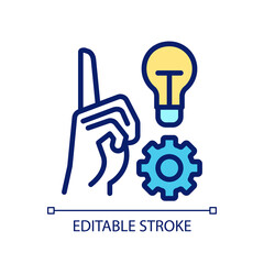 Generate new idea pixel perfect RGB color icon. Inspiration for project. Innovative strategy for development. Isolated vector illustration. Simple filled line drawing. Editable stroke. Arial font used