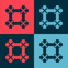 Pop art Prison window icon isolated on color background. Vector