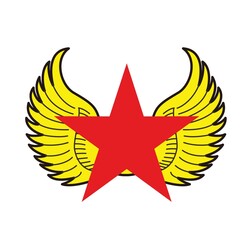 red star and wings emblem vector design