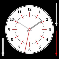 White watch dial with arrows. Black numbers. Vector illustration
