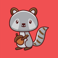 Cute squirel cartoon vector icon illustration logo mascot hand drawn concept trandy cartoon