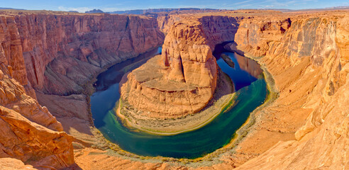 Classic panorama view of Horseshoe Bend just north of the main tourist overlook near Page, Arizona