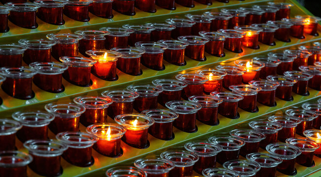 Burning candles in the church