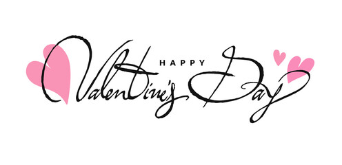 Brush ink lettering of Happy Valentines Day