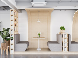 Interior Cafe Wall Mockup - 3d Rendering, 3d Illustration 