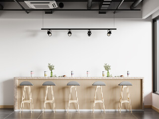 Interior Cafe Wall Mockup - 3d Rendering, 3d Illustration 
