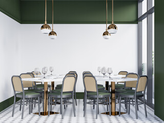 Interior Cafe Wall Mockup - 3d Rendering, 3d Illustration 