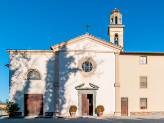 Facade of the Church of San Pietro Apostolo in Galleno, Fucecchio, Italy