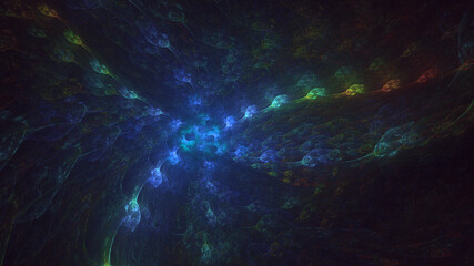 3D rendering abstract colorful fractal light background