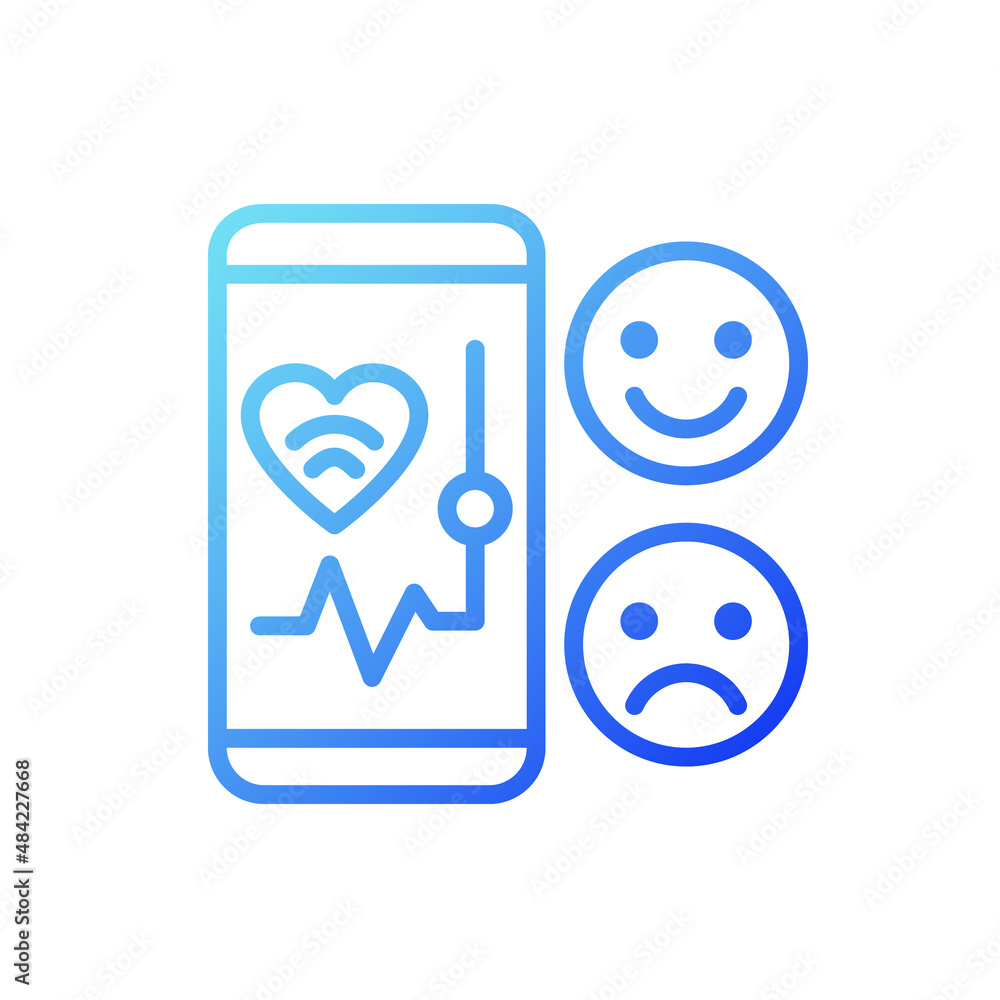 Poster mood monitoring gradient linear vector icon. mobile app for health tracking. internet of things. sma