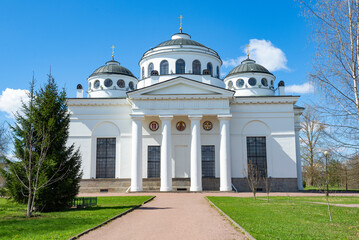 Fototapeta na wymiar Ancient St. Sophia Cathedral (1788) close-up. Tsarskoye Selo, Saint Petersburg. Russia