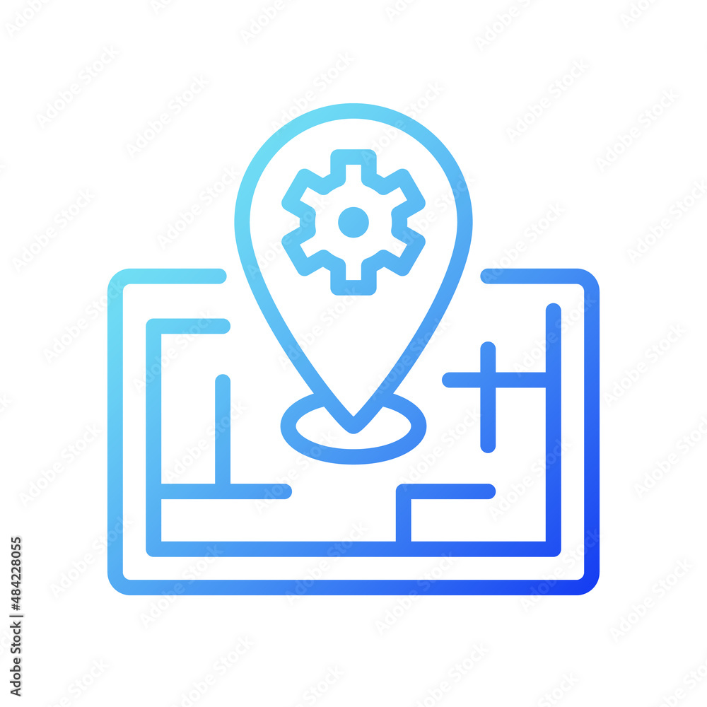 Poster smart mapping technology gradient linear vector icon. location on gps app. internet of things. smart