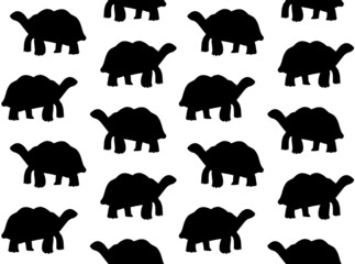 Vector seamless pattern of hand drawn turtle silhouette isolated on white background