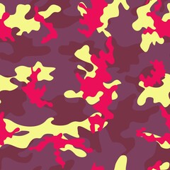 Vector camo, pink background, seamless pattern for girls, chic print