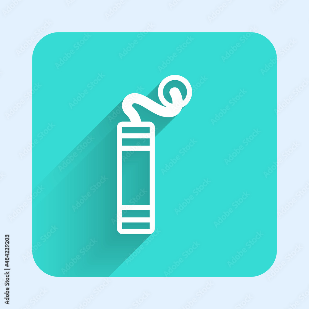 Poster white line detonate dynamite bomb stick icon isolated with long shadow background. time bomb - explo