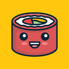 Cute sushi cartoon vector icon illustration logo mascot hand drawn concept trandy cartoon