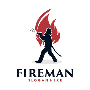 Fire Man and fire Logo Design template