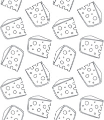 Vector seamless pattern of hand drawn sketch doodle cheese isolated on white background