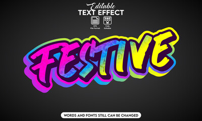 Editable text effect festive