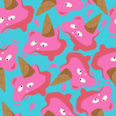 Seamless pattern with ice cream in bright colors.