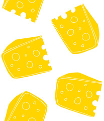 Vector seamless pattern of hand drawn sketch doodle yellow cheese isolated on white background