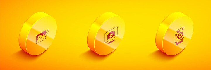 Set Isometric Photo retouching, camera and icon. Vector