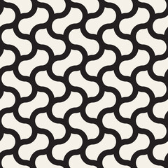 Vector seamless pattern. Repeating geometric elements. Stylish abstract monochrome background design.