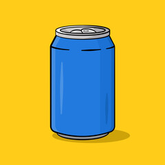 Blue can with shadow and background. Vector. Cartoon