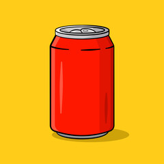 Red can with shadow and background. Vector. Cartoon