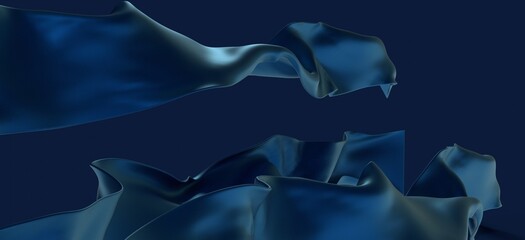 abstract blue and navy blue wave background, 3d rendering wavy wallpaper