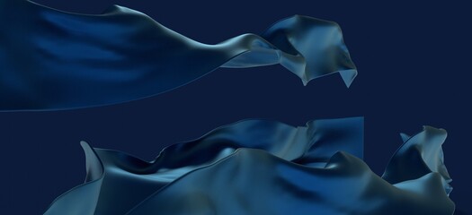 abstract blue and navy blue wave background, 3d rendering wavy wallpaper