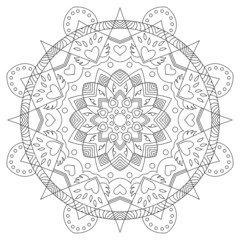 Flower Mandala. Vintage decorative elements. Oriental pattern, vector illustration. Islam, Arabic, Indian, moroccan,spain, turkish, pakistan, chinese, mystic, ottoman motifs. Coloring book page