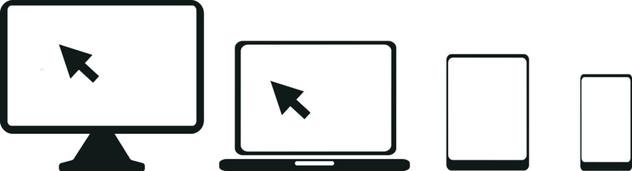 set computer, laptop, tablet and smartphone. Device screen mockup collection. Realistic mock up computer, laptop, tablet, phone 