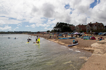 Fototapeta premium Seascape with blue sky and clouds