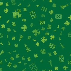 Obraz premium Set line Tic tac toe game, Dart arrow and Hockey table on seamless pattern. Vector