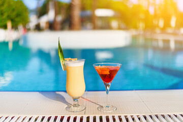 Relaxing vacations with refreshing cocktails by the pool at the all-inclusive resort
